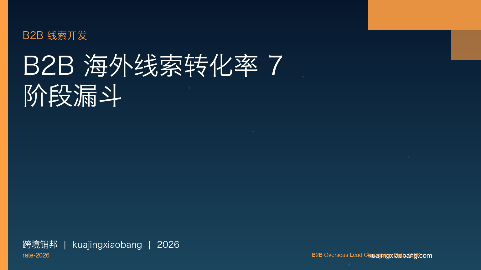 B2B 海外线索转化率 2026 行业基准：从询盘到成交的 7 阶段漏斗与提升 30% 转化率的实操策略