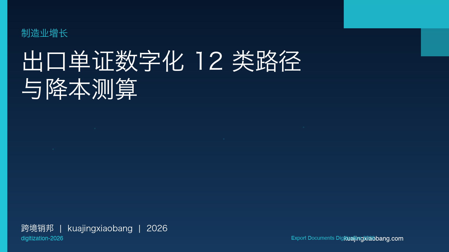 出口单证数字化 2026：从报关单到原产地证的 12 类单证电子化路径与降本测算
